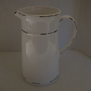 Michaels White & Black Tall Ceramic Pitcher 10 3/4in.Tall x 6 1/2in.Wide NWWT